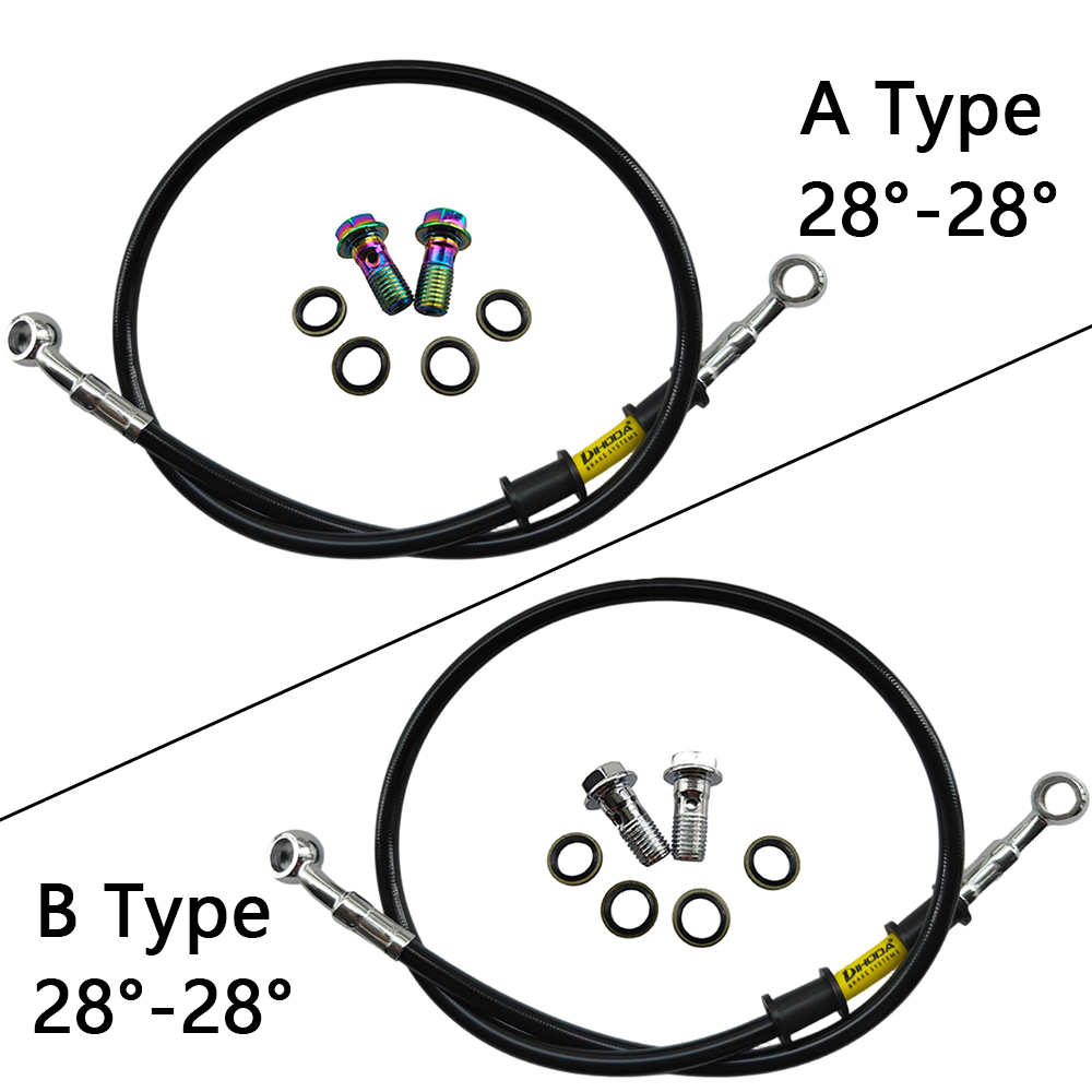 28°-28° Black Braided Stainles - Brake Line Motorcycle ulasan dan harga