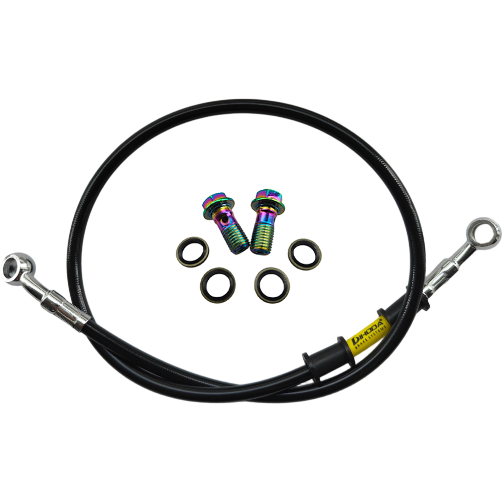 28°-28° Black Braided Stainles - Brake Line Motorcycle ulasan dan harga