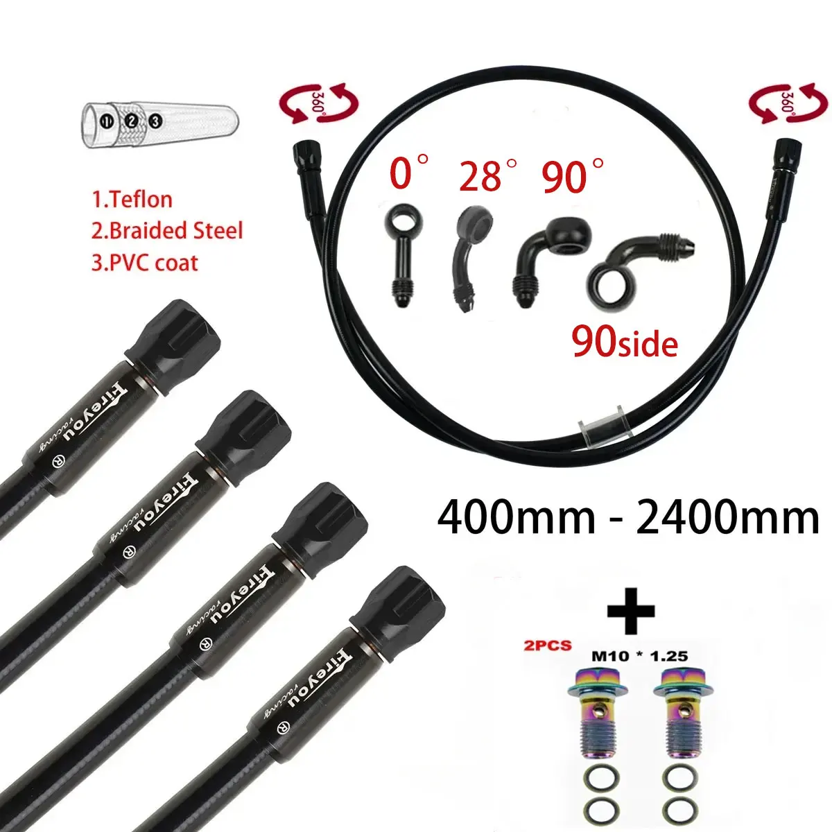 AN3 Braided Brake Hose Motorcy - Brake Line Motorcycle ulasan dan harga